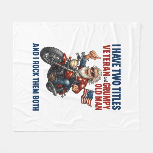 Funny Grumpy Old Man Veteran Motorrad Fleecedecke (Vorderseite (Horizontal))