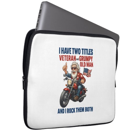 Funny Grumpy Old Man Veteran Motorrad Laptopschutzhülle (Vorne Rechts)