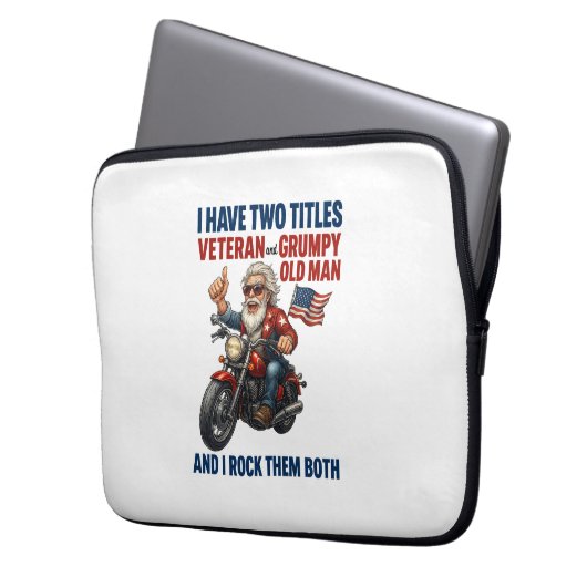 Funny Grumpy Old Man Veteran Motorrad Laptopschutzhülle (Vorderseite Links)