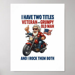 Funny Grumpy Old Man Veteran Motorrad Poster