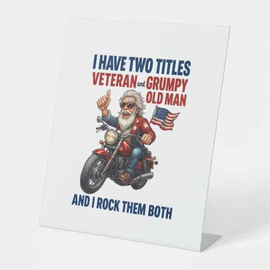 Funny Grumpy Old Man Veteran Motorrad Sockelschild (Vorderseite)