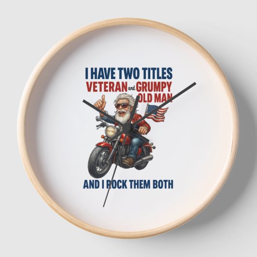 Funny Grumpy Old Man Veteran Motorrad Uhr (Vorderseite)