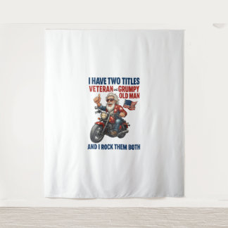 Funny Grumpy Old Man Veteran Motorrad Wandteppich
