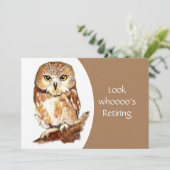 Funny Grumpy Owl Retirement Party Einladung (Stehend Vorderseite)