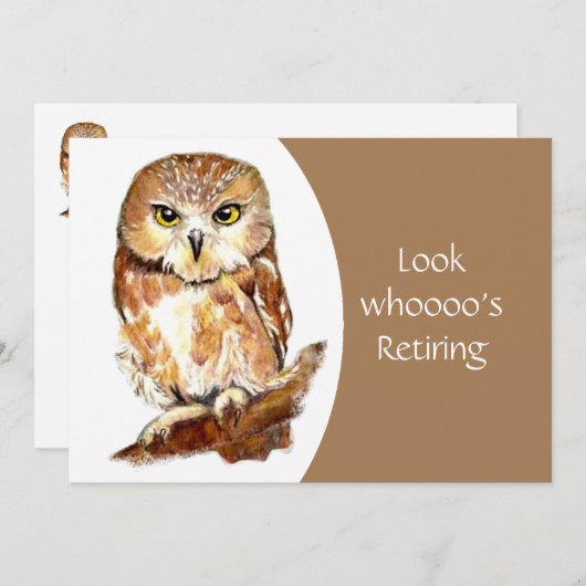 Funny Grumpy Owl Retirement Party Einladung (Vorne/Hinten)