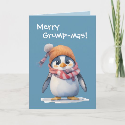 Funny Grumpy Penguin Grinch Weihnachtsfeiertag Karte (Vorderseite)