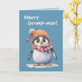 Funny Grumpy Penguin Grinch Weihnachtsfeiertag Karte (Gelbe Blume)