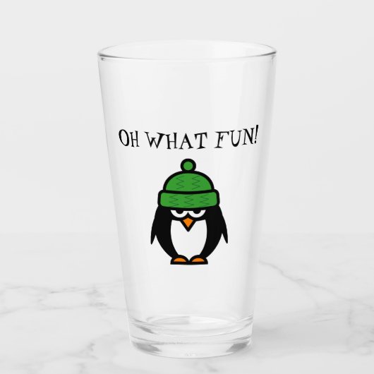 Funny grumpy Pinguin Weihnachts Cartoon Brauch Glas (Vorderseite)