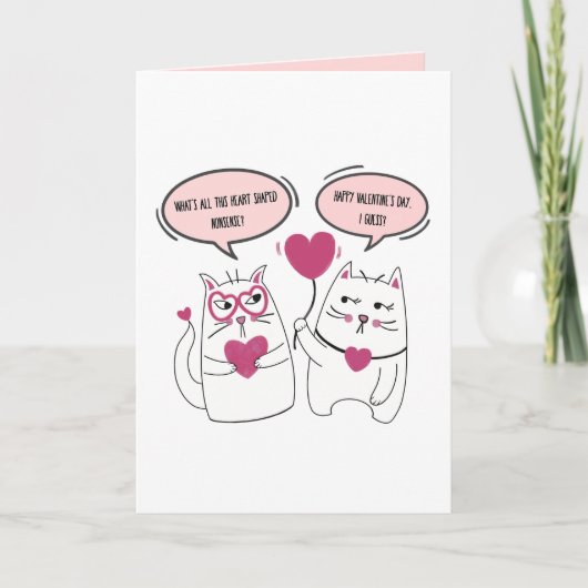 Funny Grumpy Sarcastic Valentinstag Cat Couple Karte (Vorderseite)
