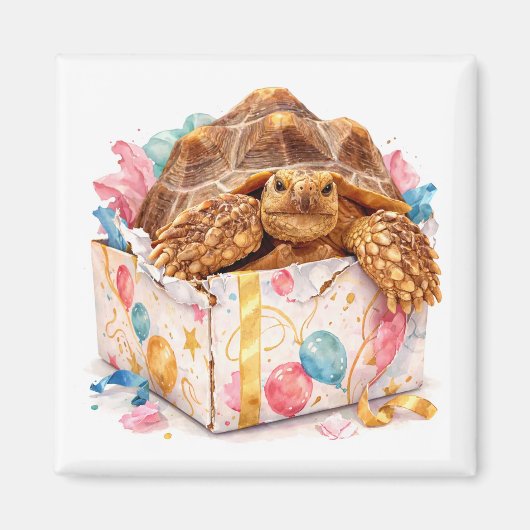 Funny Grumpy Watercolor Happy Birthday Gift Turtle Magnet (Vorne)