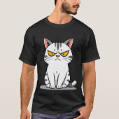 Funny Grumpy White Tabby Cat Staring  ✨🐾😠 T-Shirt (Vorderseite)