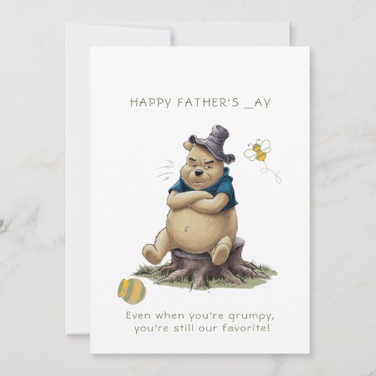 Funny Grumpy Winnie the Pooh Father's Day Card Einladung (Vorderseite)