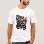 Funny Grunge Cat Riding Motorrad Amerikanische Fla T-Shirt (Vorderseite)