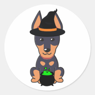 Funny Guard Hund ist eine Hexe Runder Aufkleber