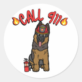 Funny Guard ist ein Feuerwehrhund Runder Aufkleber