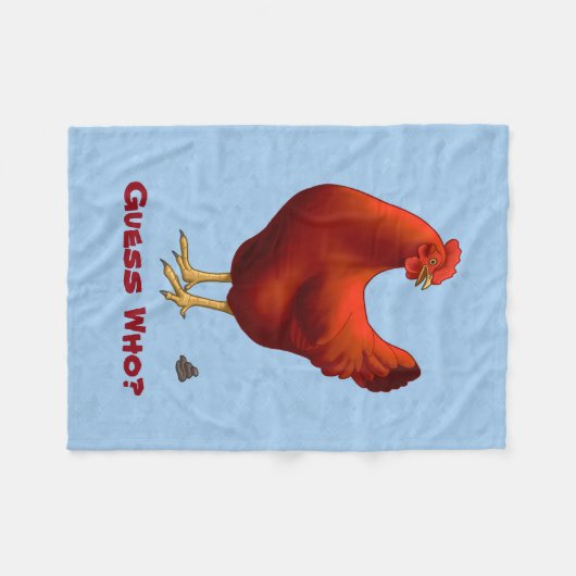 Funny Guck Who Chicken Poo Red Hen Fleecedecke (Vorderseite (Horizontal))