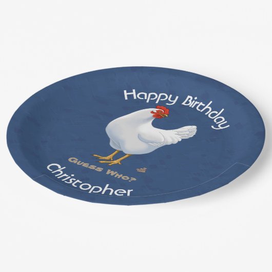 Funny Guess, der Hühnchen Pocken Weiße Hen Pappteller (Schrägansicht)