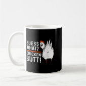 Funny Guess Was_ Hühnchen Hintern! White Design Kaffeetasse (Links)