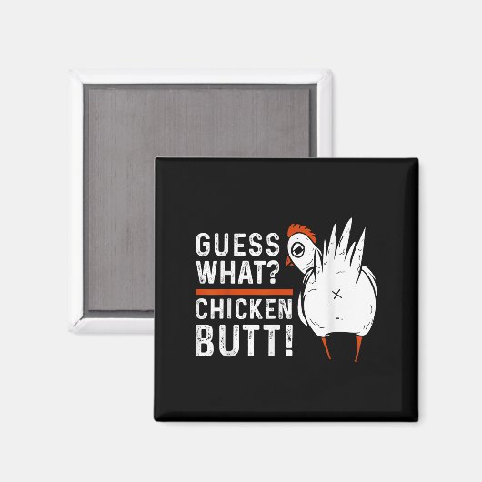 Funny Guess Was_ Hühnchen Hintern! White Design Magnet (Vorderseite/Rückseite)