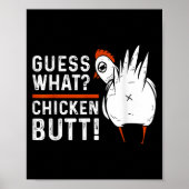 Funny Guess Was_ Hühnchen Hintern! White Design Poster (Vorne)
