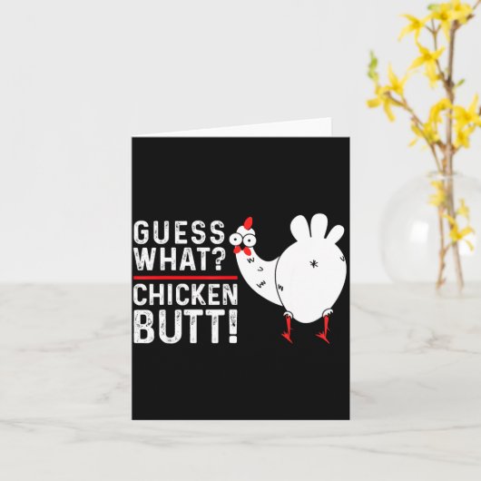 Funny Guess What_ Chicken Butt! Graphic Design  Karte (Gelbe Blume)