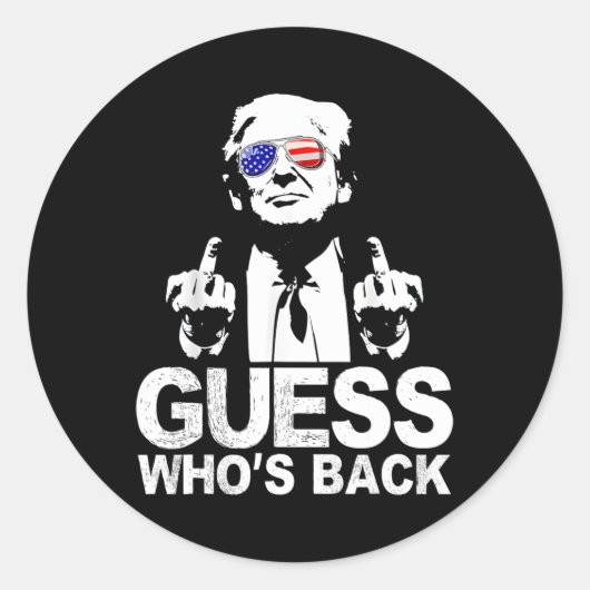 Funny Guess Who is Back President Donald Trump Mid Runder Aufkleber (Vorderseite)