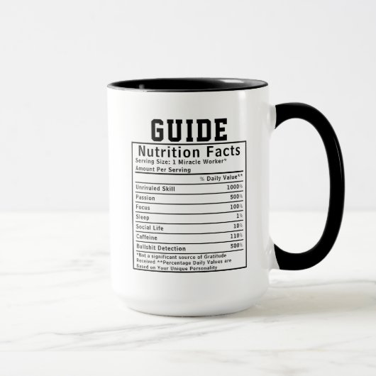 Funny Guide Nutrition Facts Instructor Worker Gift Tasse (Rechts)