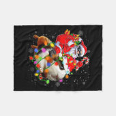 Funny Guinea G Christmas Santa Hat Xmas Lights  Fleecedecke (Vorderseite (Horizontal))