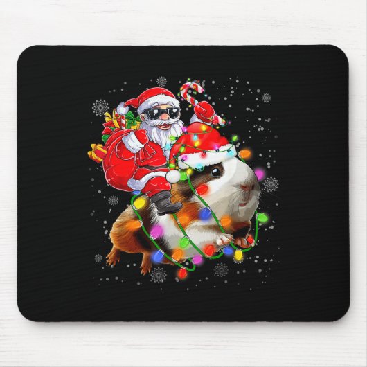 Funny Guinea G Christmas Santa Hat Xmas Lights Mousepad (Vorne)