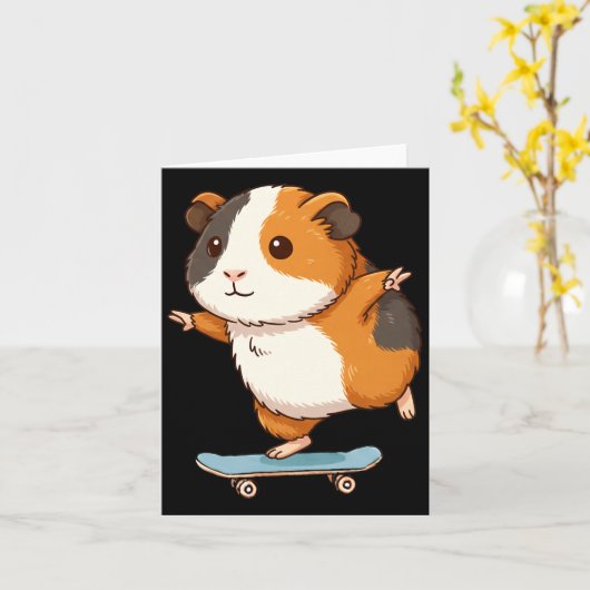 Funny Guinea G Skater Skateboard Ballerina Zoo Boy Karte (Gelbe Blume)