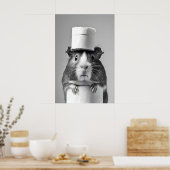 Funny Guinea Pig Bathroom Print, Toilet Paper Hat Poster (Küche)