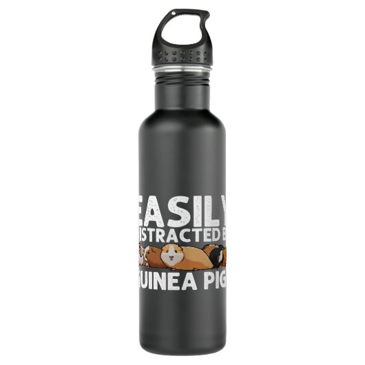Funny Guinea Pig Cavy Arbeit Hartes besseres Leben Edelstahlflasche (Vorderseite)