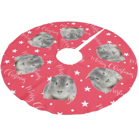 Funny Guinea Pig Foto Weihnachten Polyester Weihnachtsbaumdecke (Schrägansicht)