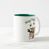 Funny Guinea Pig Frohe Weihnachten! Juggler Cartoo Zweifarbige Tasse (VorderseiteRechts)