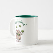 Funny Guinea Pig Frohe Weihnachten! Juggler Cartoo Zweifarbige Tasse (Vorderseite Links)