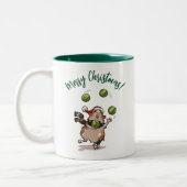 Funny Guinea Pig Frohe Weihnachten! Juggler Cartoo Zweifarbige Tasse (Links)