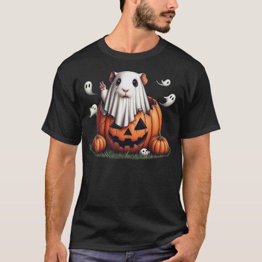 Funny Guinea Pig Ghost Boo Halloween Womens Mens K T-Shirt (Vorderseite)