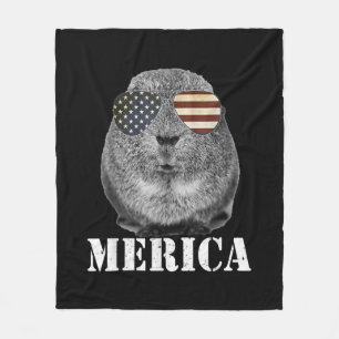 Funny Guinea Pig Merica Patriotic Usa Flaggenbrill Fleecedecke