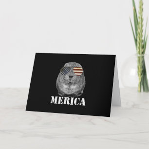 Funny Guinea Pig Merica Patriotic Usa Flaggenbrill Karte