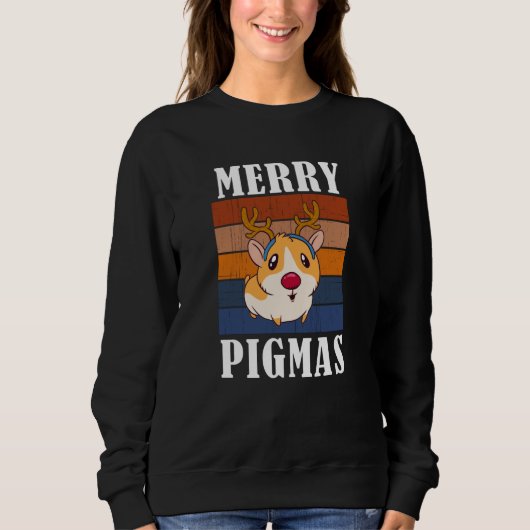 Funny Guinea Pig Merry Pigmas Weihnachten Sweatshirt (Vorderseite)