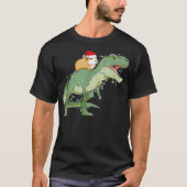 Funny Guinea Pig Reiten Weihnachtslicht T Rex Dino T-Shirt (Vorderseite)
