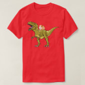Funny Guinea Pig Riding T Rex Dinosaur T-Shirt (Design vorne)
