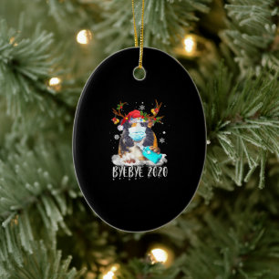 Funny Guinea Pig Weihnachtsmaske Bye Bye 2020 Keramik Ornament