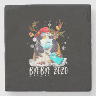 Funny Guinea Pig Weihnachtsmaske Bye Bye 2020 Steinuntersetzer
