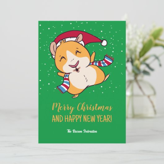 Funny Guinea Pig Winterurlaub Frohe Weihnachten (Stehend Vorderseite)