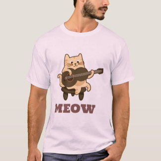 Funny Guitar Cat T - Shirt "MEOW" Musik Lover T-Sh