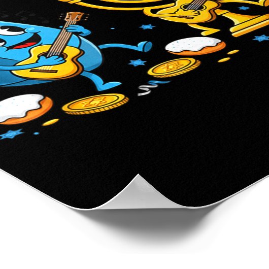 Funny Guitar Dreidel Menorah Hanukkah Kids Womens  Poster (Ecke)