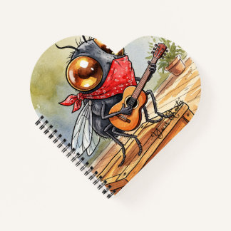 Funny Guitar Fly Art Notizblock