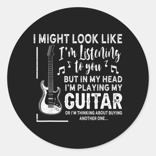 Funny Guitar Music könnte aussehen, als höre ich z Runder Aufkleber (Vorderseite)