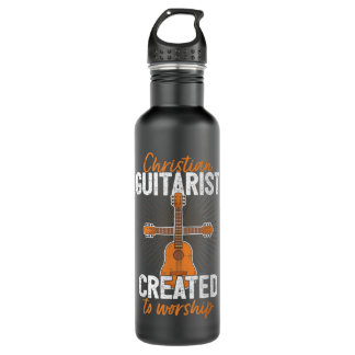 Funny Guitar Player Gitarrist I Crucifix Christlic Edelstahlflasche